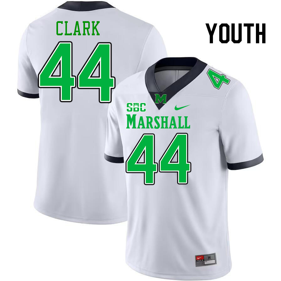 Youth #44 Chason Clark Marshall Thundering Herd SBC Conference College Football Jerseys Stitched-Whi